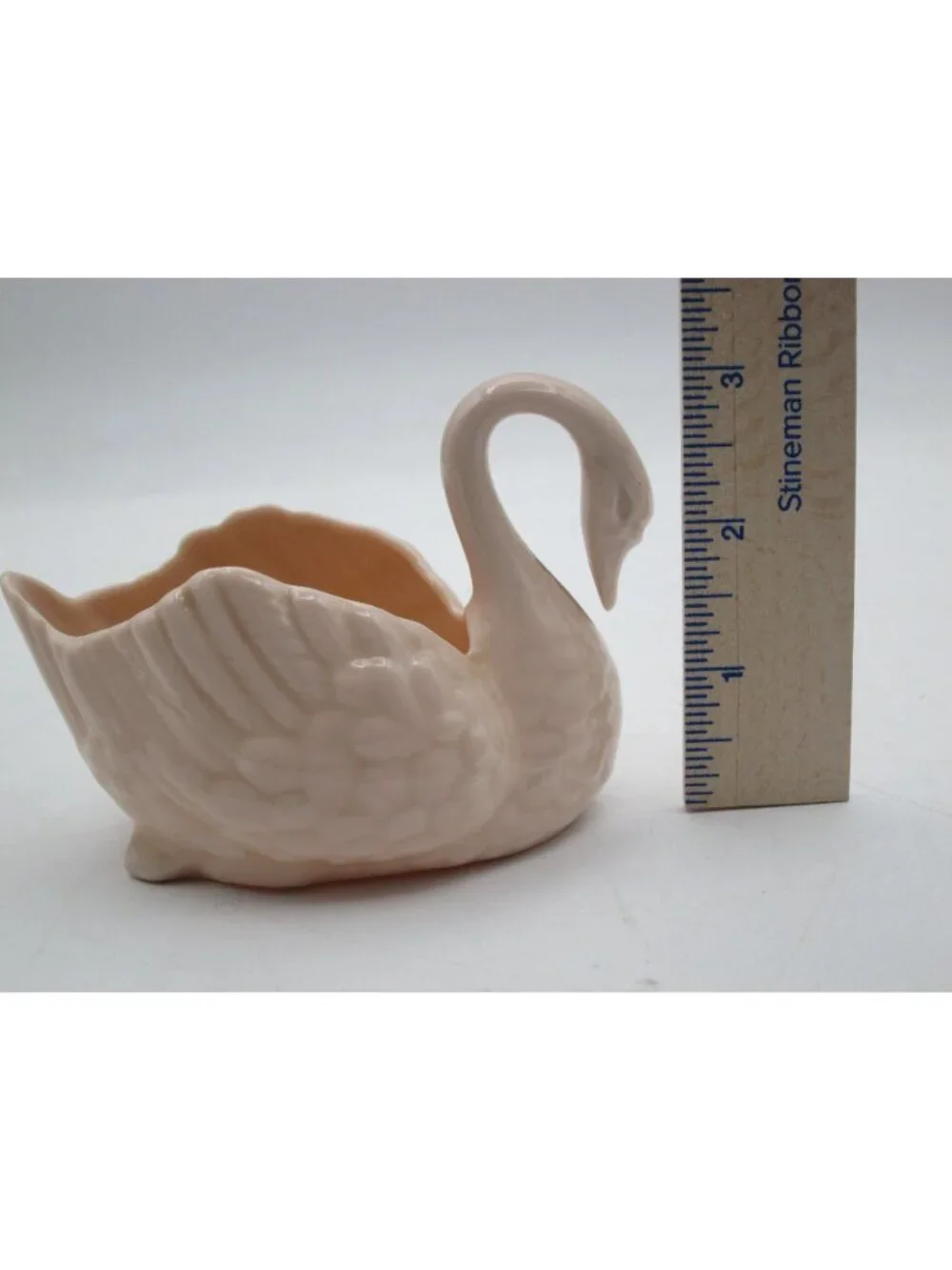 Vintage Lenox Pink Swan Figurine Small Porcelain Swan Green Stamp